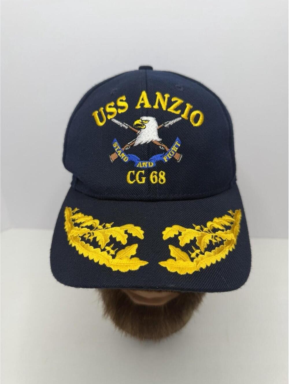 VTG The Corps USS Anzio CG 68 Navy Blue Stand And Fight USA Made Hat